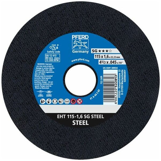 Disco de corte acero PFERD Linea SG-Elastic- A 46, 115 x 1.6 x 22.23mm