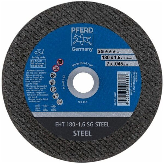 Disco de corte PFERD linea SG ELASTIC Alto rendimiento. EHT 178-1,6 A 46 S SG/22,23