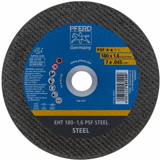 Discos de corte finos Pferd PSF (plano EHT), diametro 125 x 1.6 x 22.2 mm