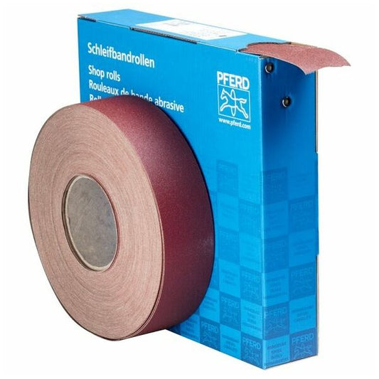 Rollo de cinta de esmeril de oxido de aluminio PFERD grano 120 de 50 x 50,000 mm. SBR 50 A120