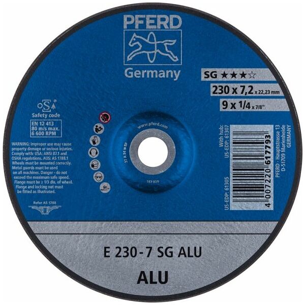 Disco de desbaste PFERD linea SG - ELASTIC. E 230-7 A 24 N SG-ALU/22,23