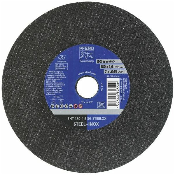 Disco de corte PFERD INOX Linea SG-ELASTIC. A 46, 178 x 1.6 x 22.23mm