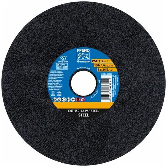 Discos de corte finos Pferd PSF (plano EHT), diametro 150 x 1.6 x 22.2 mm