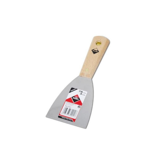 Espatula inox. RUBI de 75 mm con mango de madera