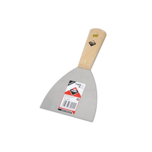 Espatula inox. RUBI de 100 mm con mango de madera